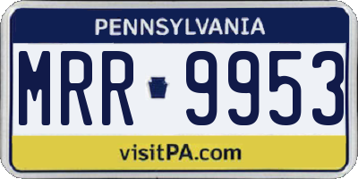 PA license plate MRR9953