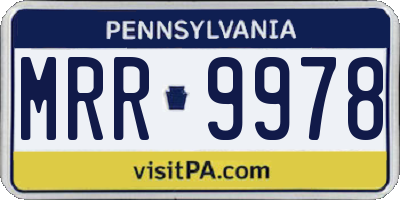 PA license plate MRR9978
