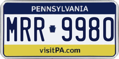 PA license plate MRR9980