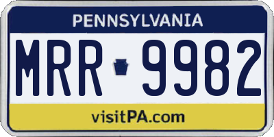 PA license plate MRR9982