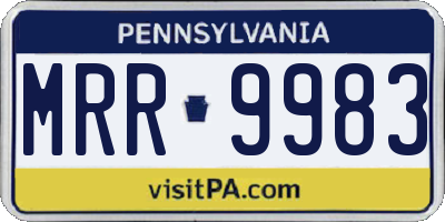 PA license plate MRR9983