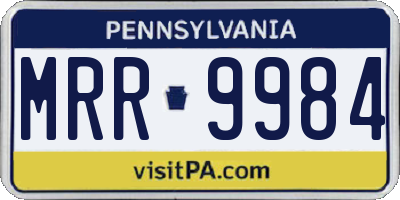 PA license plate MRR9984