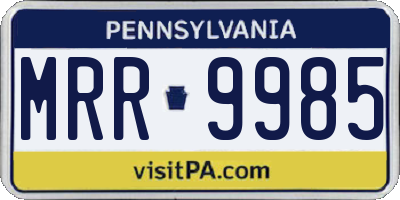 PA license plate MRR9985