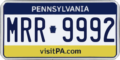 PA license plate MRR9992