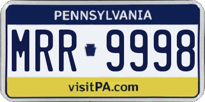 PA license plate MRR9998