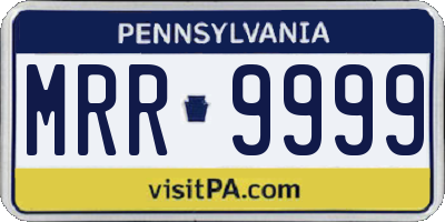 PA license plate MRR9999