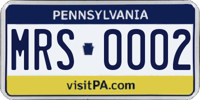 PA license plate MRS0002