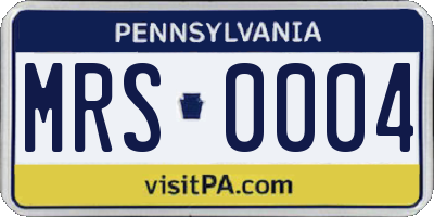 PA license plate MRS0004