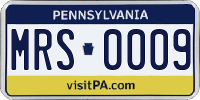 PA license plate MRS0009