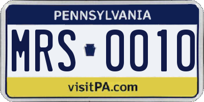 PA license plate MRS0010
