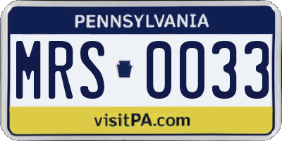 PA license plate MRS0033
