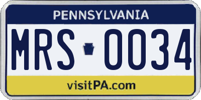 PA license plate MRS0034