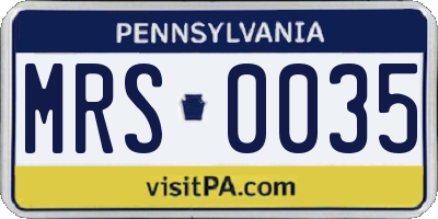 PA license plate MRS0035