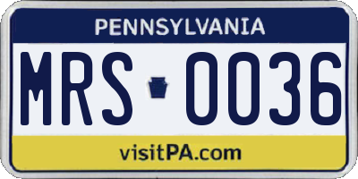 PA license plate MRS0036