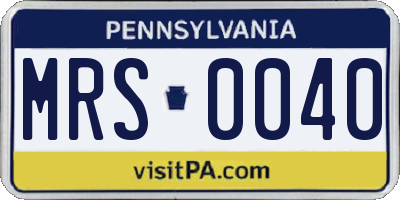 PA license plate MRS0040