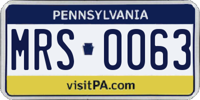 PA license plate MRS0063