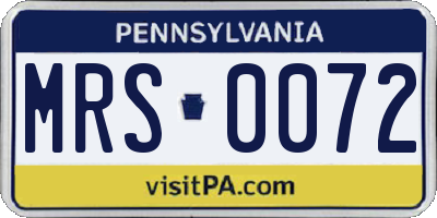 PA license plate MRS0072