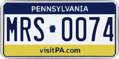 PA license plate MRS0074