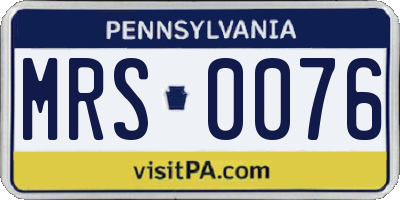PA license plate MRS0076