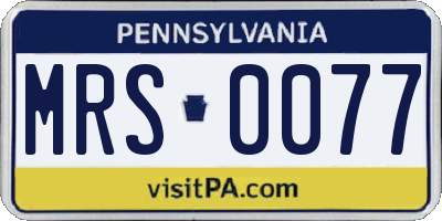 PA license plate MRS0077