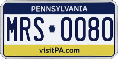 PA license plate MRS0080