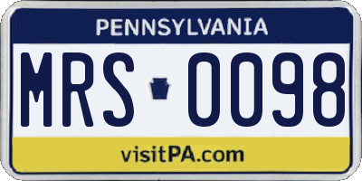 PA license plate MRS0098