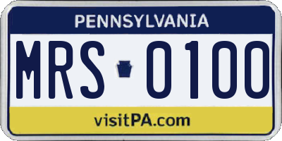 PA license plate MRS0100
