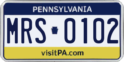 PA license plate MRS0102