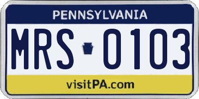 PA license plate MRS0103