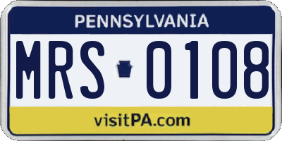 PA license plate MRS0108