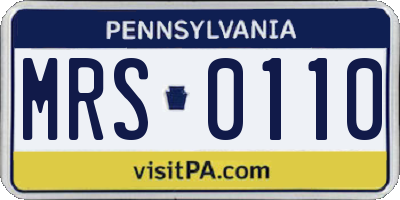 PA license plate MRS0110