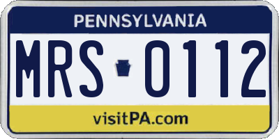 PA license plate MRS0112