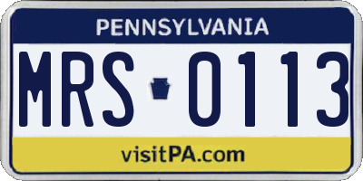PA license plate MRS0113