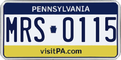 PA license plate MRS0115