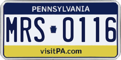 PA license plate MRS0116