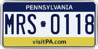 PA license plate MRS0118