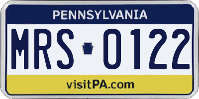 PA license plate MRS0122