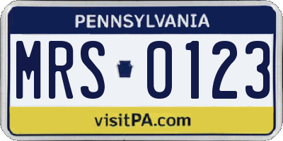 PA license plate MRS0123