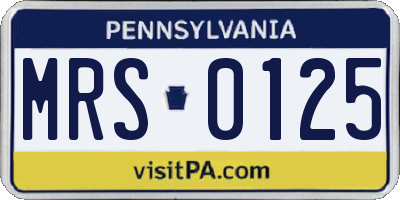 PA license plate MRS0125