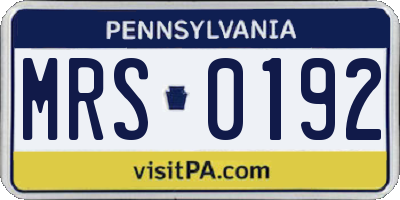 PA license plate MRS0192