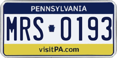 PA license plate MRS0193