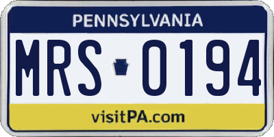 PA license plate MRS0194