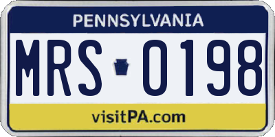 PA license plate MRS0198