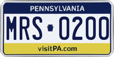 PA license plate MRS0200