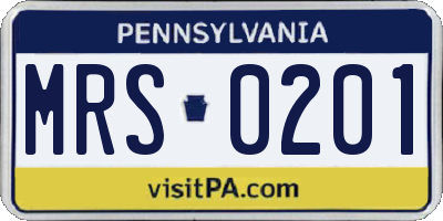 PA license plate MRS0201
