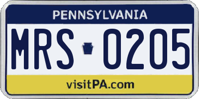 PA license plate MRS0205
