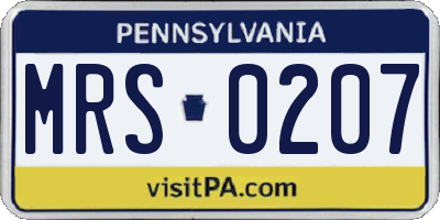 PA license plate MRS0207