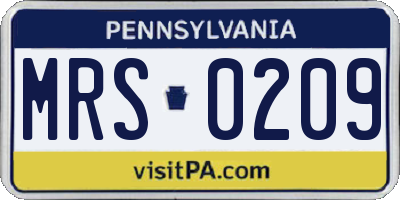 PA license plate MRS0209