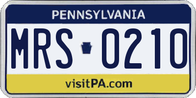 PA license plate MRS0210
