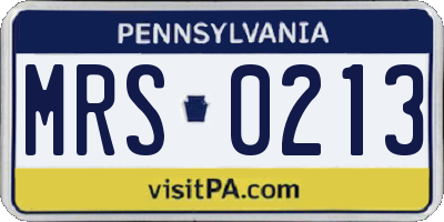 PA license plate MRS0213
